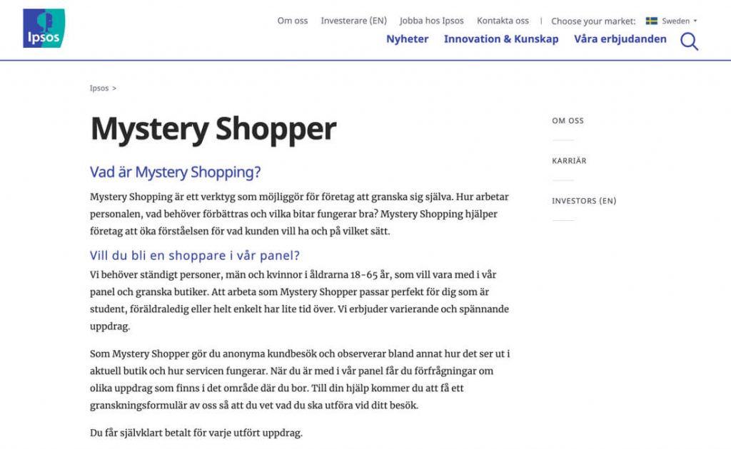 Mystery shopper